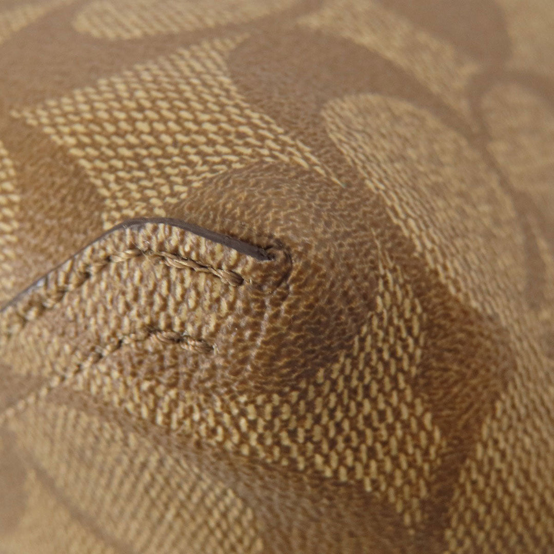 COACH Tote Bag PVC Brown Reversible Signature Women Used Authentic