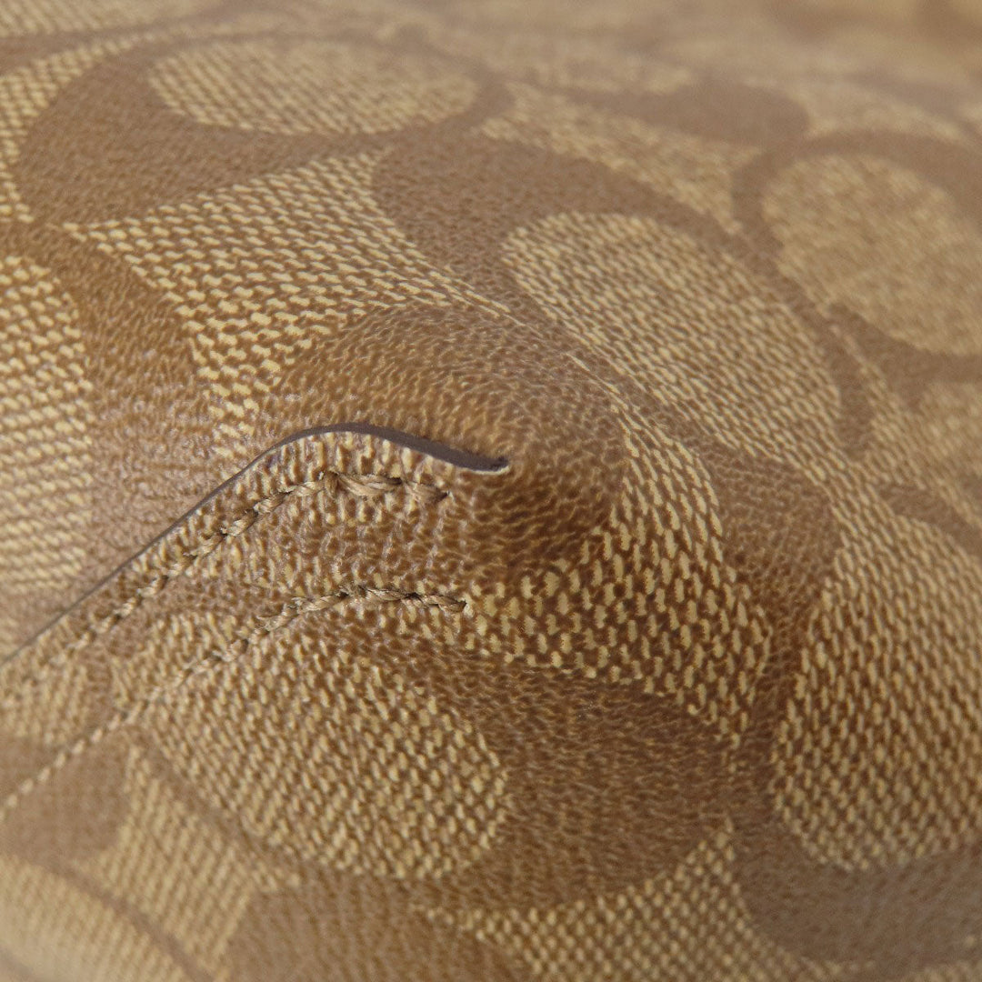 COACH Tote Bag PVC Brown Reversible Signature Women Used Authentic