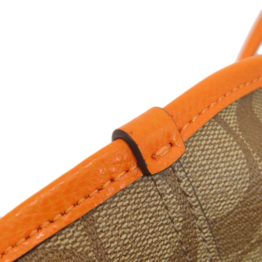 COACH Tote Bag PVC Brown Reversible Signature Women Used Authentic