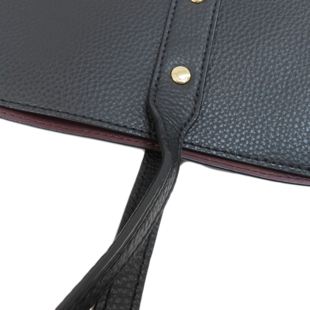 COACH Tote Bag F72673 leather black logo Women Used Authentic