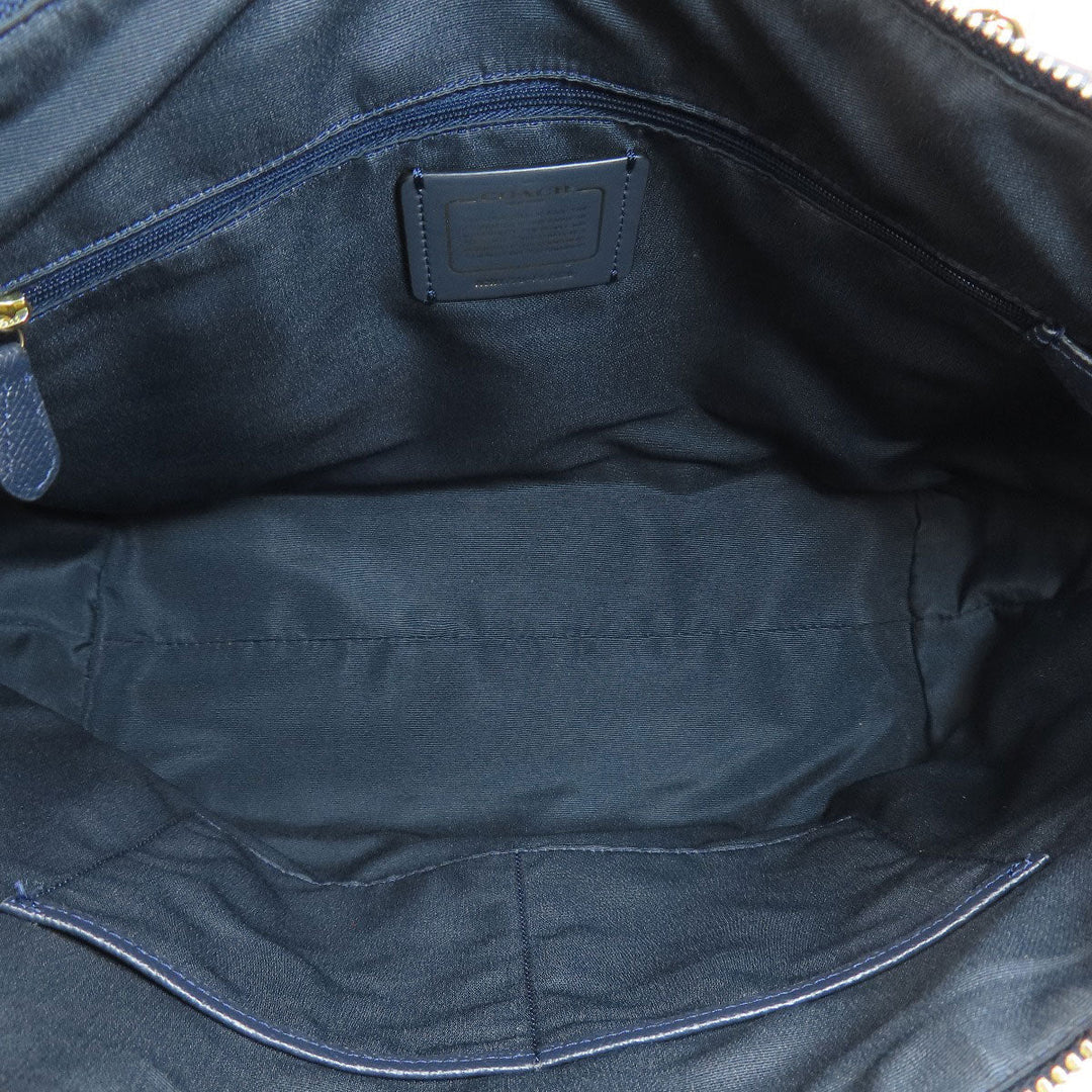 COACH Tote Bag F57526 PVC Navy logoMetal Women Used Authentic
