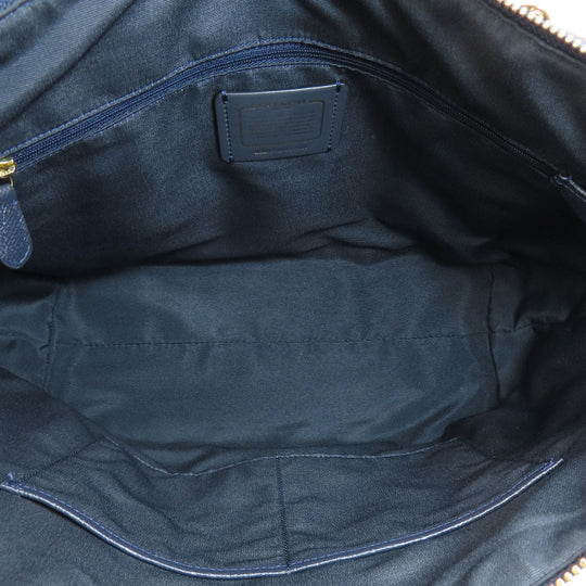 COACH Tote Bag F57526 PVC Navy logoMetal Women Used Authentic