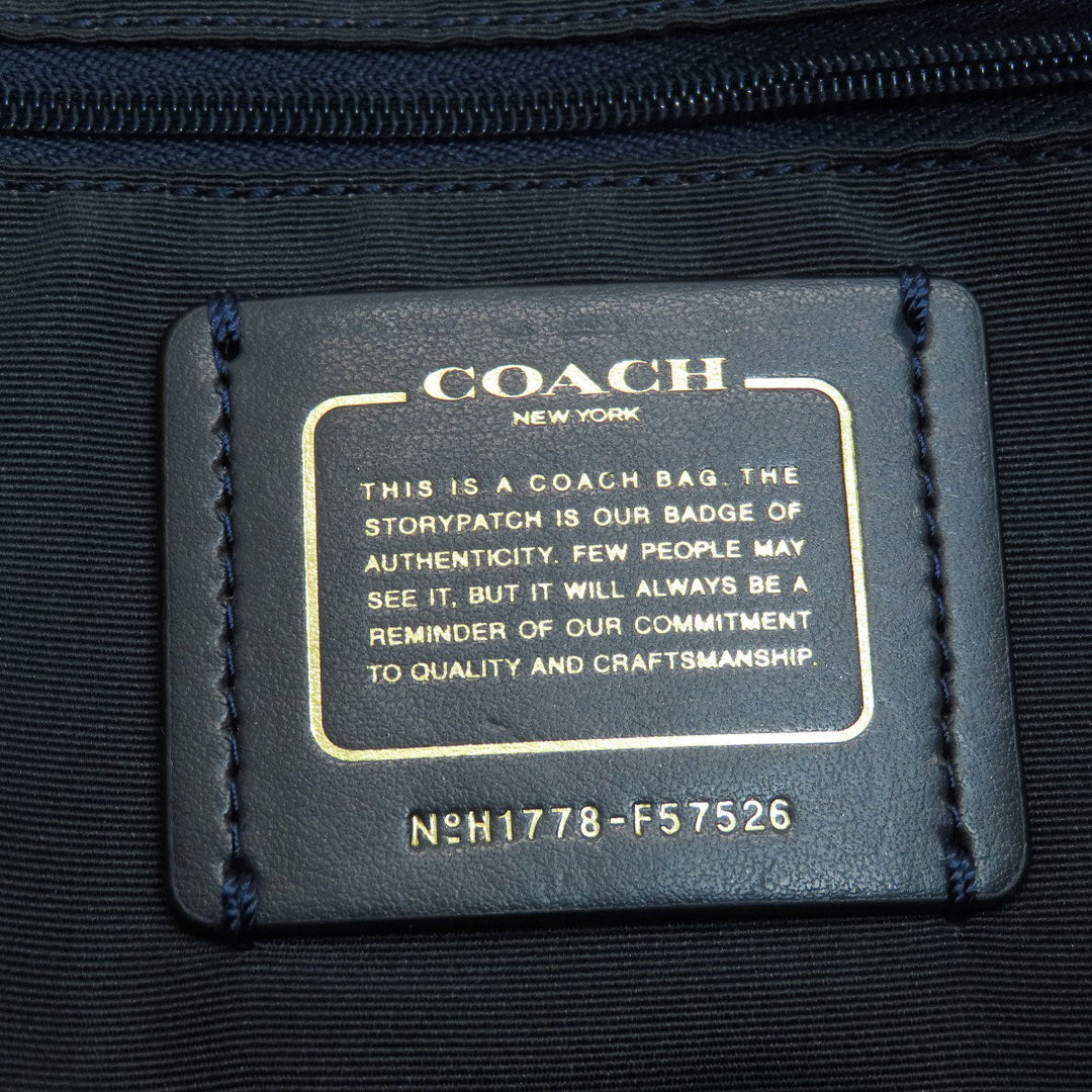 COACH Tote Bag F57526 PVC Navy logoMetal Women Used Authentic