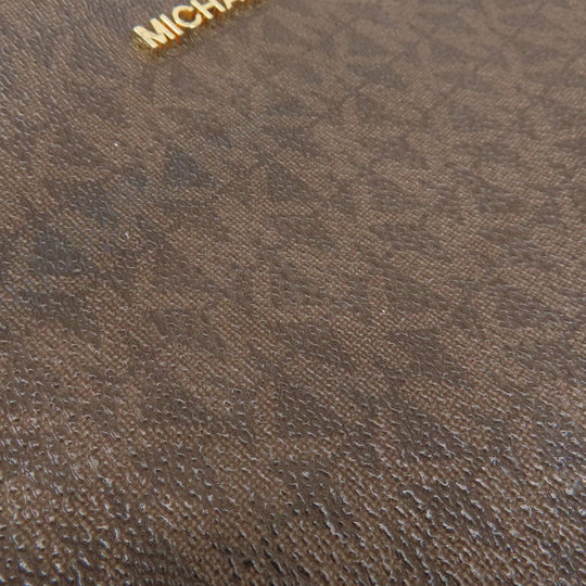MICHAEL KORS Shoulder Bag Leather, Coated Canvas Brown MK signature Women Used Authentic