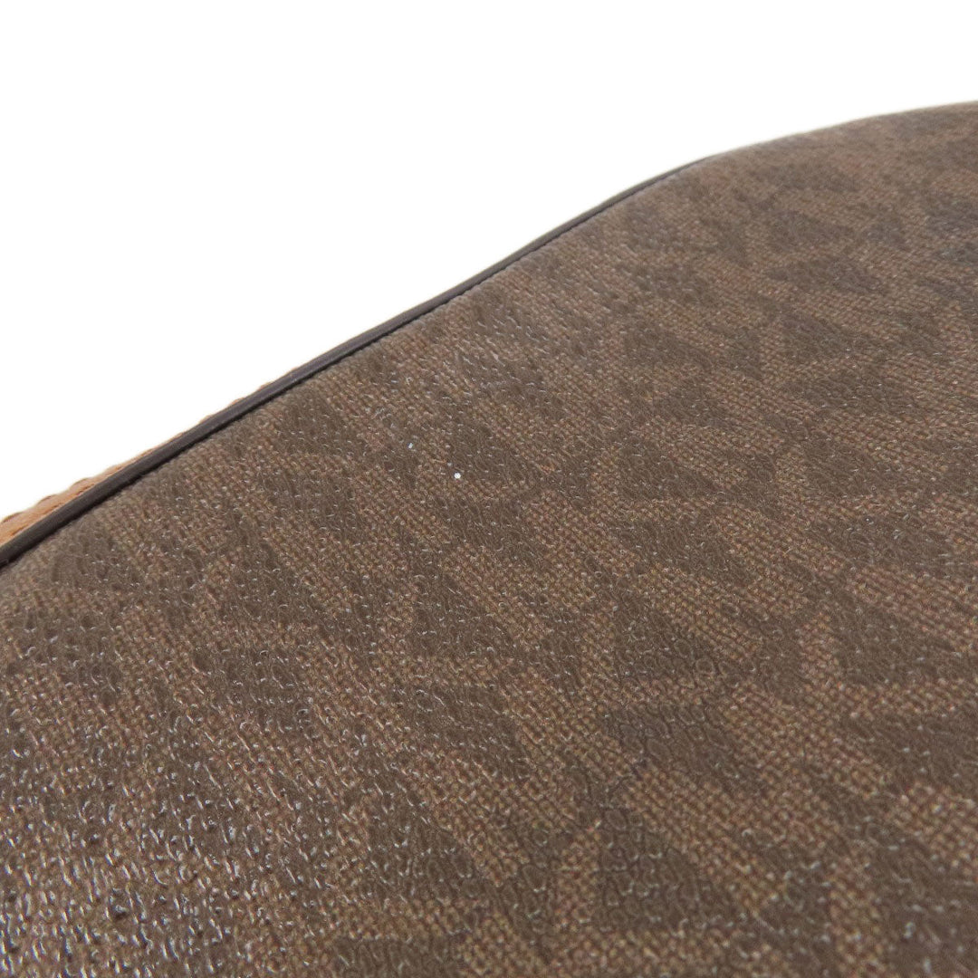 MICHAEL KORS Shoulder Bag Leather, Coated Canvas Brown MK signature Women Used Authentic