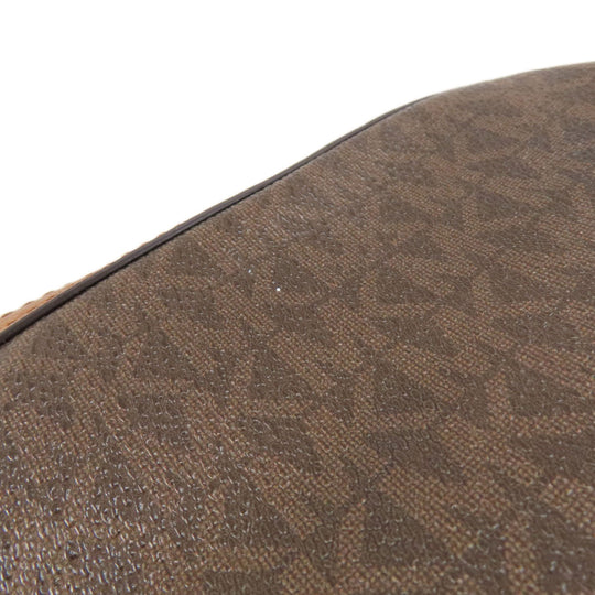 MICHAEL KORS Shoulder Bag Leather, Coated Canvas Brown MK signature Women Used Authentic