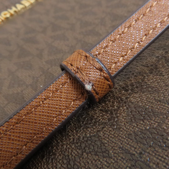 MICHAEL KORS Shoulder Bag Leather, Coated Canvas Brown MK signature Women Used Authentic