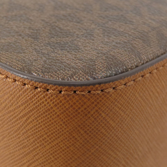 MICHAEL KORS Shoulder Bag Leather, Coated Canvas Brown MK signature Women Used Authentic
