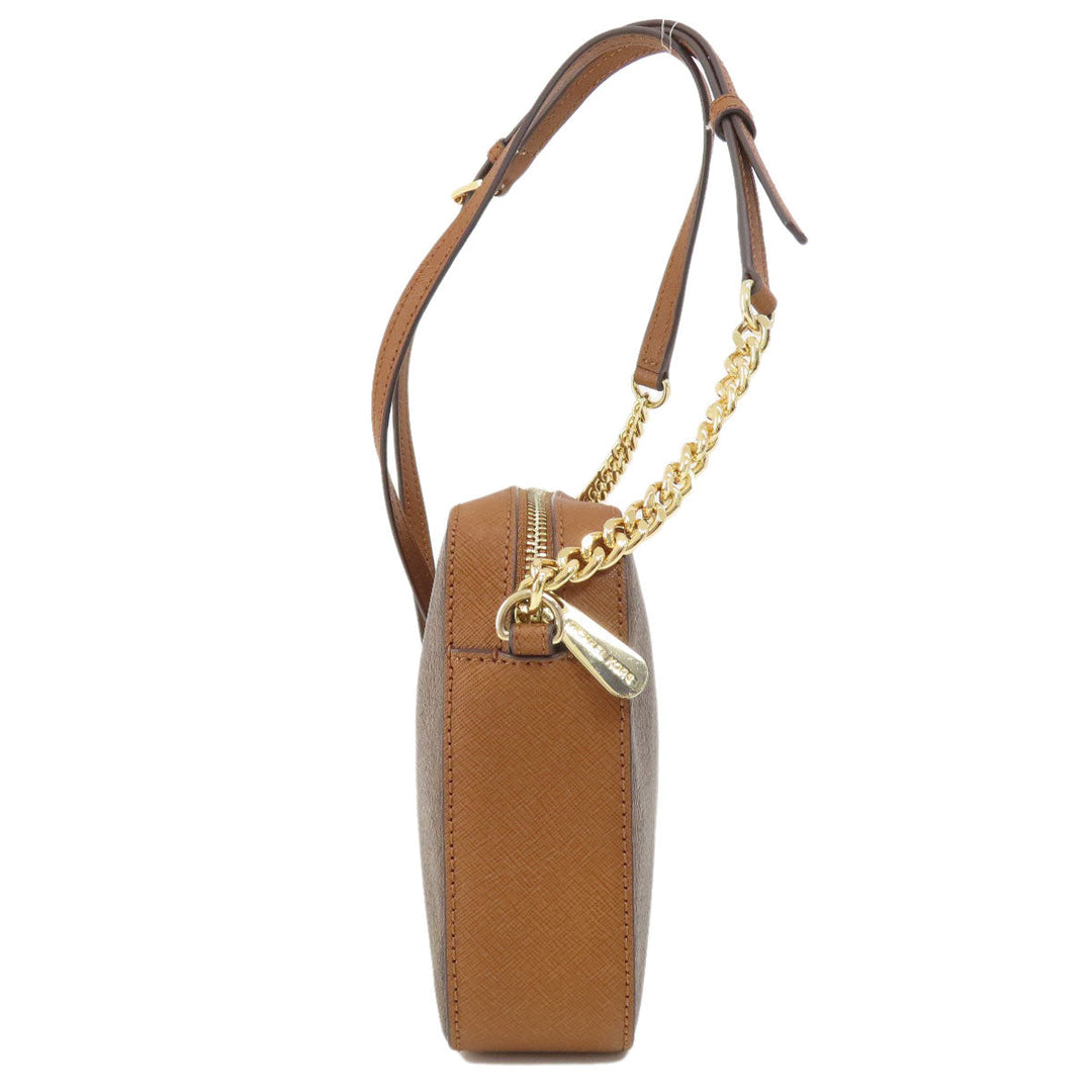 MICHAEL KORS Shoulder Bag Leather, Coated Canvas Brown MK signature Women Used Authentic