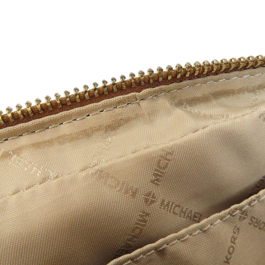 MICHAEL KORS Shoulder Bag Leather, Coated Canvas Brown MK signature Women Used Authentic