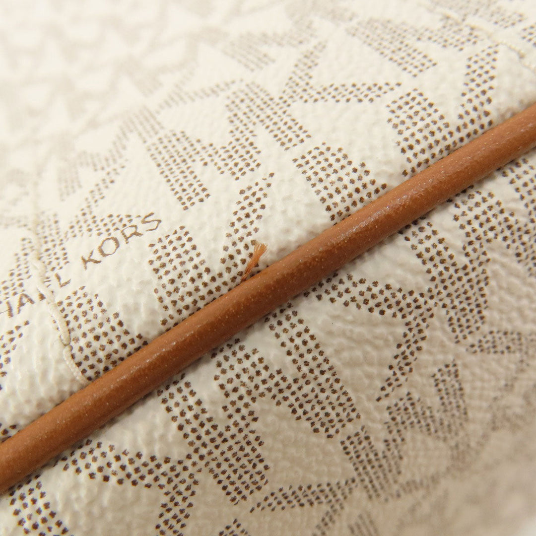 MICHAEL KORS Backpack Leather, Coated Canvas white MK signature Women Used Authentic