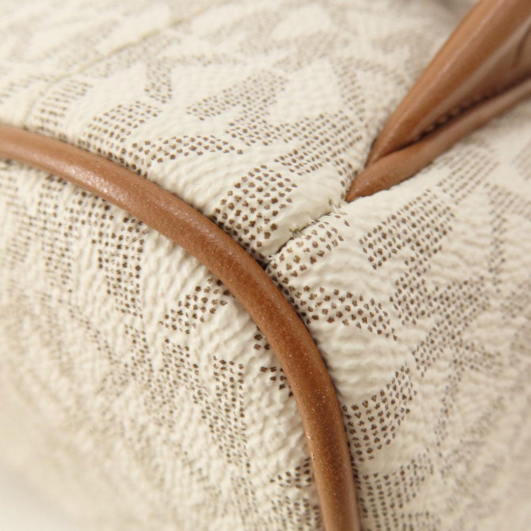 MICHAEL KORS Backpack Leather, Coated Canvas white MK signature Women Used Authentic