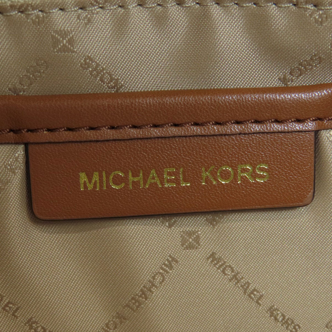 MICHAEL KORS Backpack Leather, Coated Canvas white MK signature Women Used Authentic