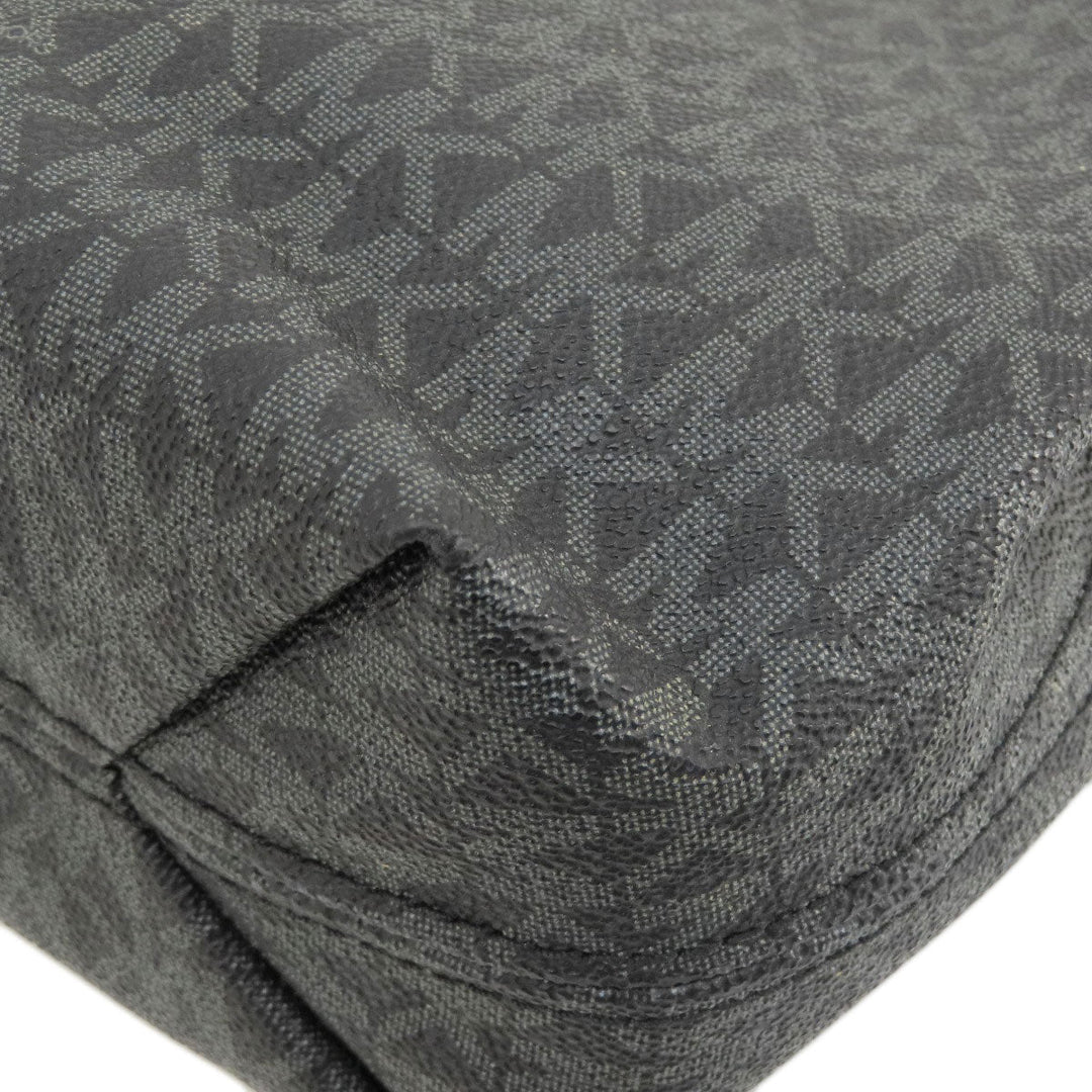 MICHAEL KORS Tote Bag Leather, Coated Canvas black MK signature Women Used Authentic