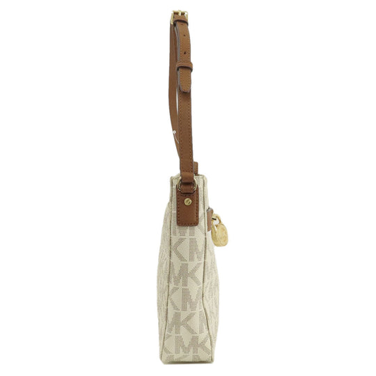 MICHAEL KORS Shoulder Bag PVC white MK signature Women Used Authentic