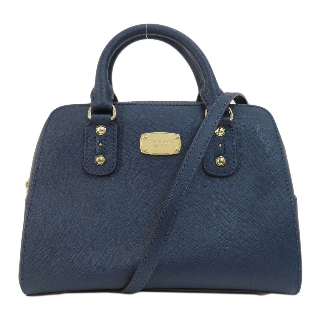 MICHAEL KORS Handbag leather Navy 2WAY Women Used Authentic