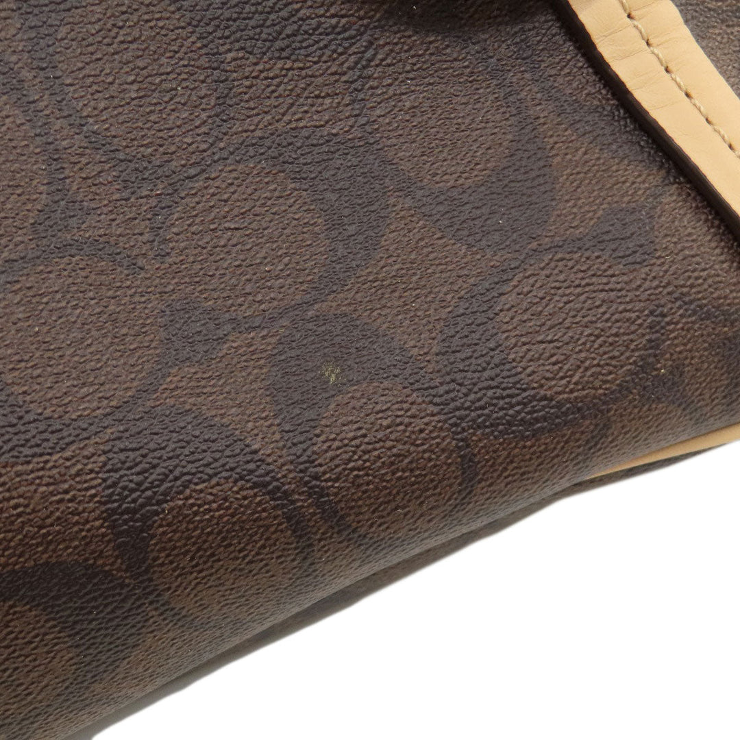 COACH Tote Bag F28366 PVC Brown Signature 2WAY Women Used Authentic