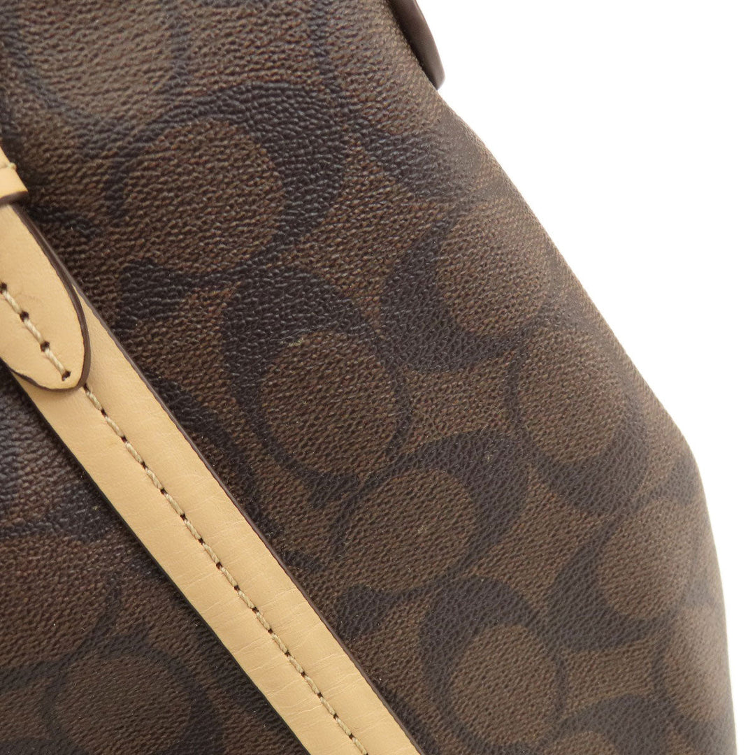 COACH Tote Bag F28366 PVC Brown Signature 2WAY Women Used Authentic