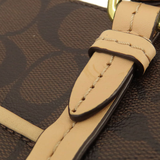 COACH Tote Bag F28366 PVC Brown Signature 2WAY Women Used Authentic