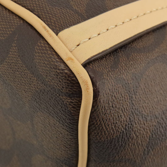 COACH Tote Bag F28366 PVC Brown Signature 2WAY Women Used Authentic