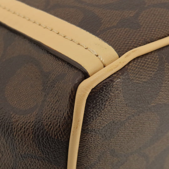 COACH Tote Bag F28366 PVC Brown Signature 2WAY Women Used Authentic