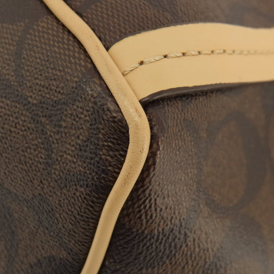 COACH Tote Bag F28366 PVC Brown Signature 2WAY Women Used Authentic