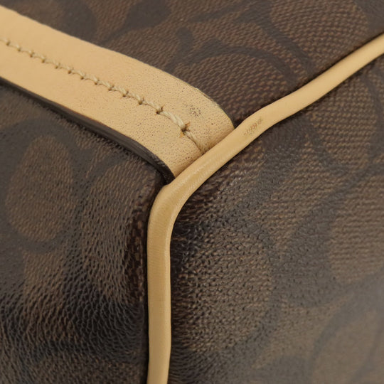 COACH Tote Bag F28366 PVC Brown Signature 2WAY Women Used Authentic