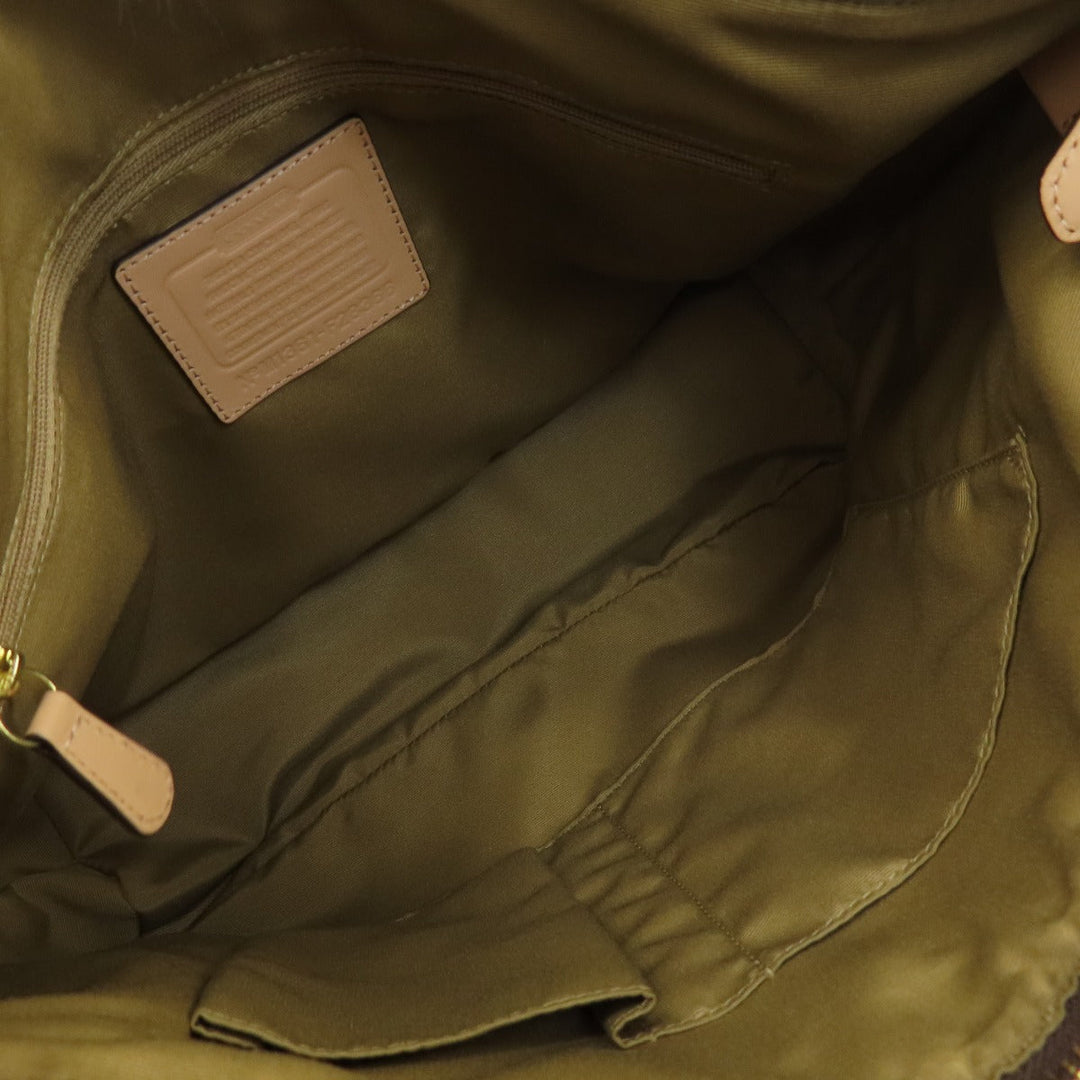 COACH Tote Bag F28366 PVC Brown Signature 2WAY Women Used Authentic