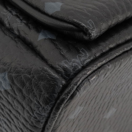 MCM Backpack PVC black logo Women Used Authentic