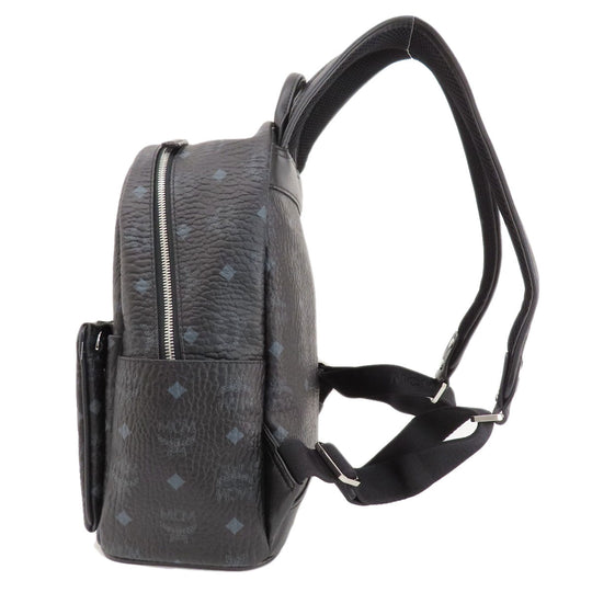 MCM Backpack PVC black logo Women Used Authentic