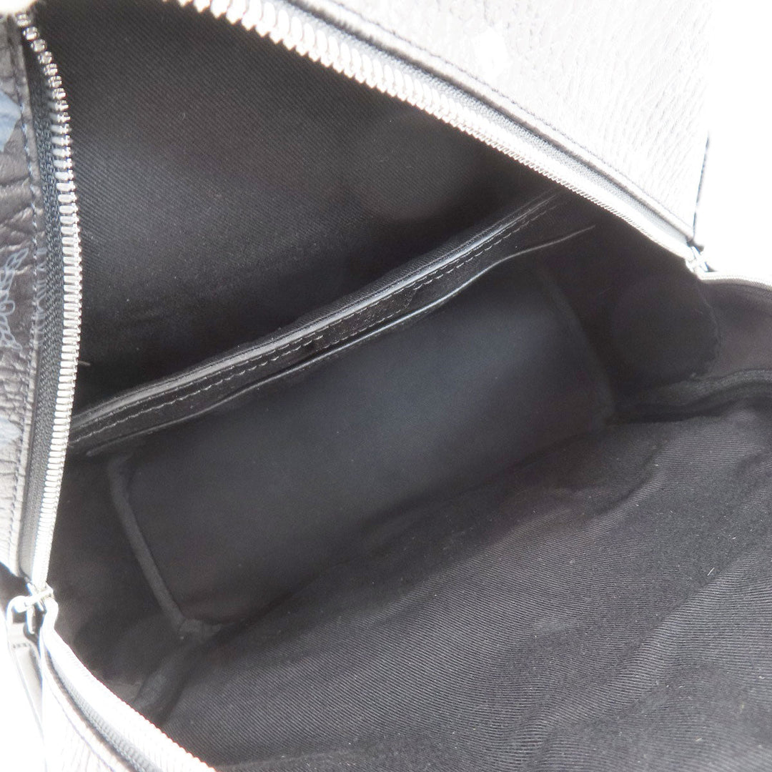 MCM Backpack PVC black logo Women Used Authentic