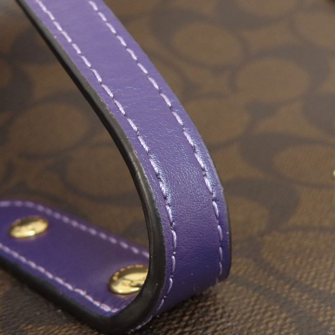 COACH Tote Bag F57842 PVC Brown Signature Women Used Authentic