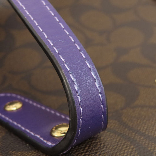 COACH Tote Bag F57842 PVC Brown Signature Women Used Authentic