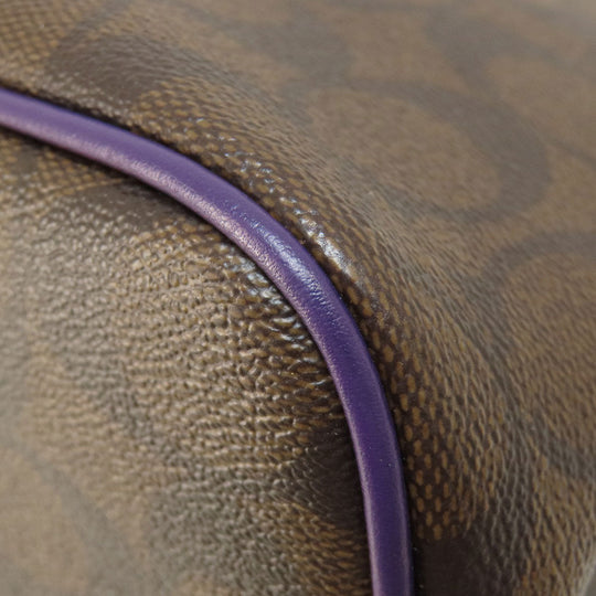 COACH Tote Bag F57842 PVC Brown Signature Women Used Authentic