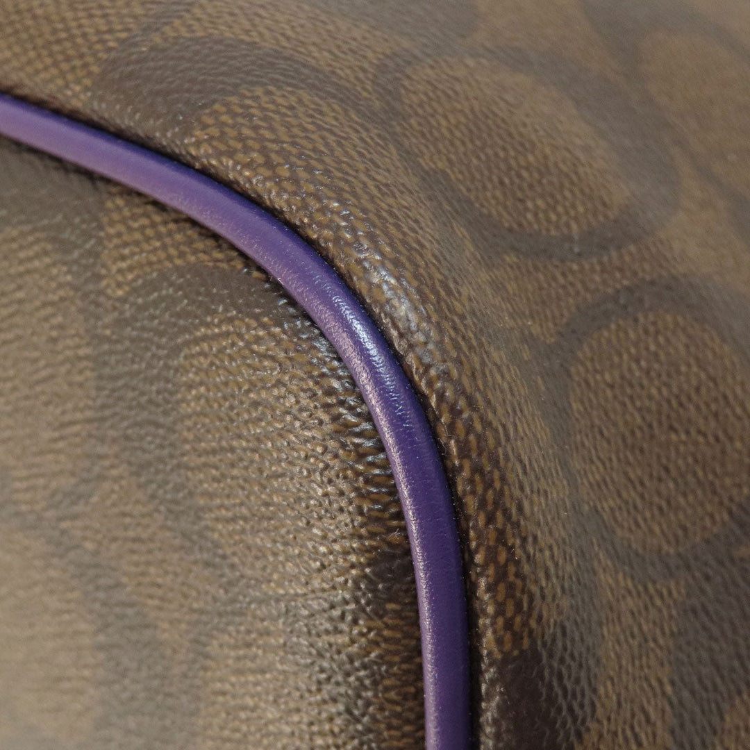 COACH Tote Bag F57842 PVC Brown Signature Women Used Authentic