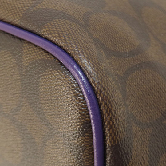 COACH Tote Bag F57842 PVC Brown Signature Women Used Authentic