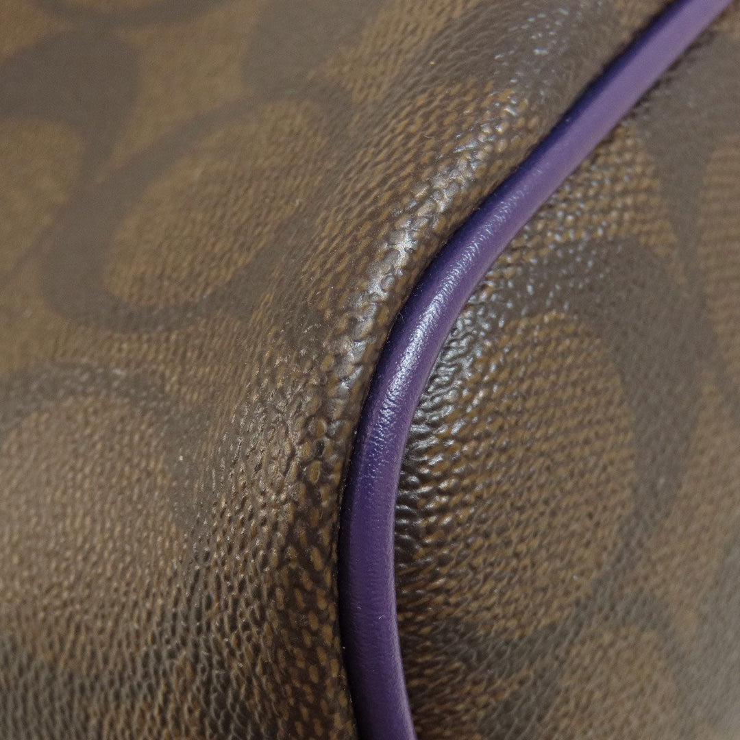 COACH Tote Bag F57842 PVC Brown Signature Women Used Authentic