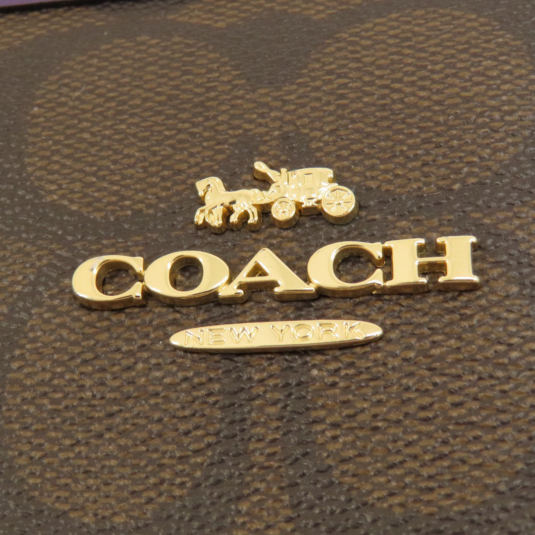 COACH Tote Bag F57842 PVC Brown Signature Women Used Authentic