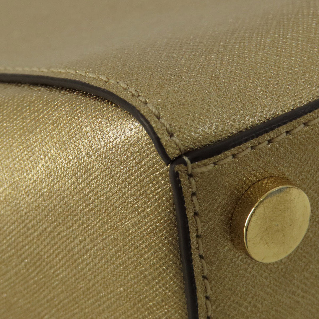 MICHAEL KORS Handbag PVC gold logo 2WAY Women Used Authentic