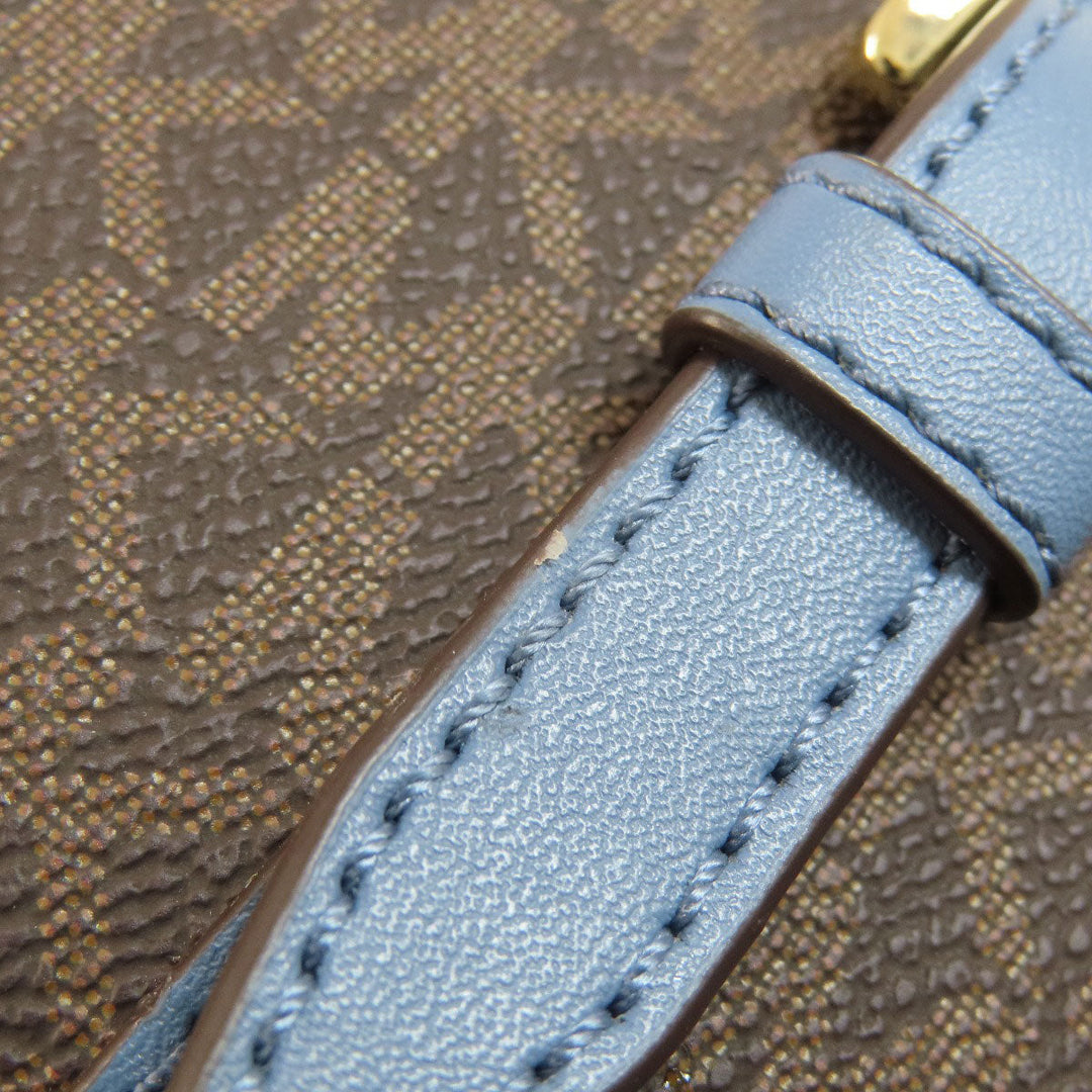 MICHAEL KORS Backpack Leather, Coated Canvas Brown MK signature Women Used Authentic