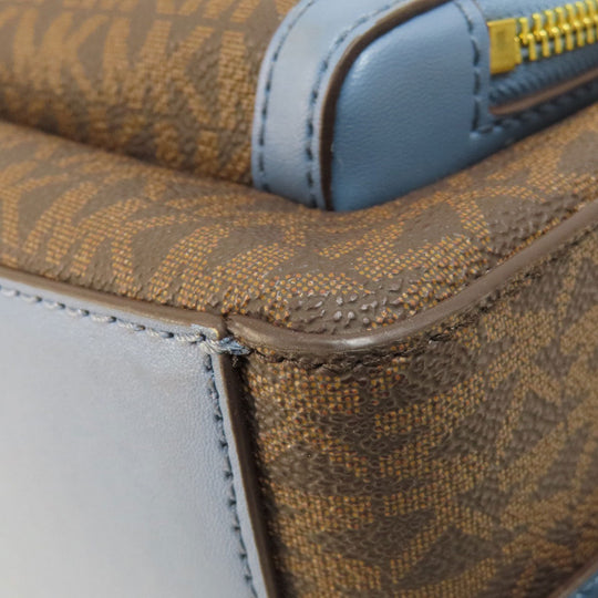 MICHAEL KORS Backpack Leather, Coated Canvas Brown MK signature Women Used Authentic