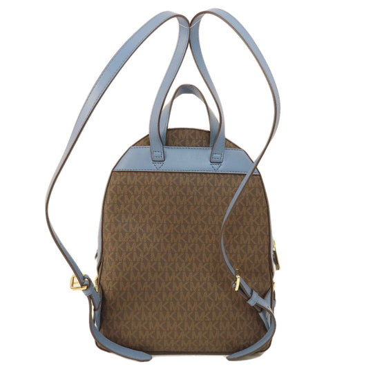 MICHAEL KORS Backpack Leather, Coated Canvas Brown MK signature Women Used Authentic