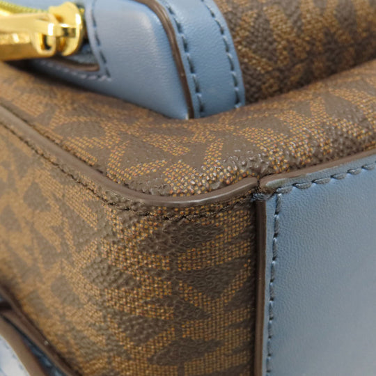 MICHAEL KORS Backpack Leather, Coated Canvas Brown MK signature Women Used Authentic