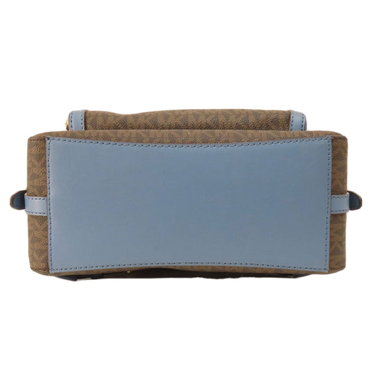 MICHAEL KORS Backpack Leather, Coated Canvas Brown MK signature Women Used Authentic