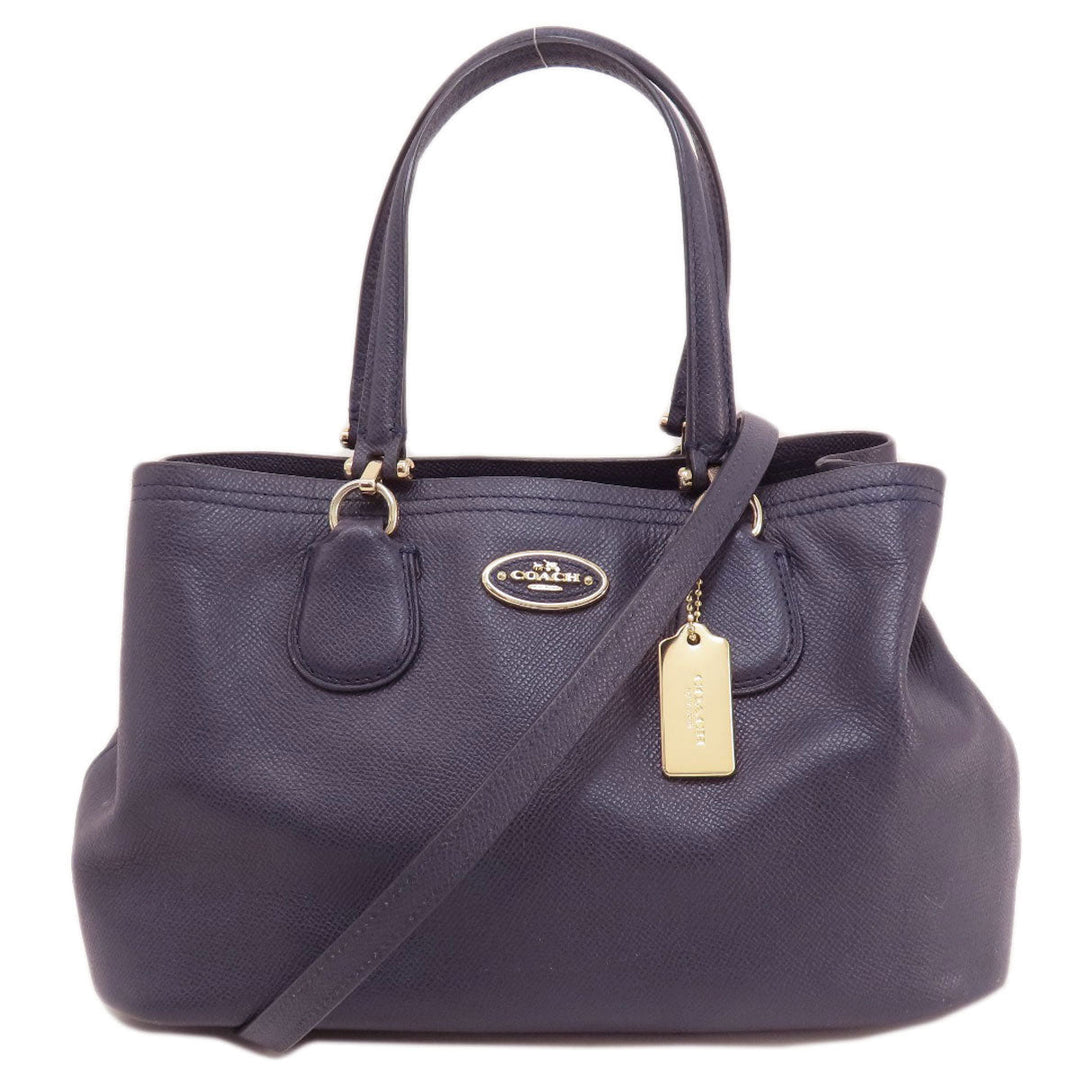 COACH Handbag 34563 leather purple logoMetal 2WAY Women Used Authentic