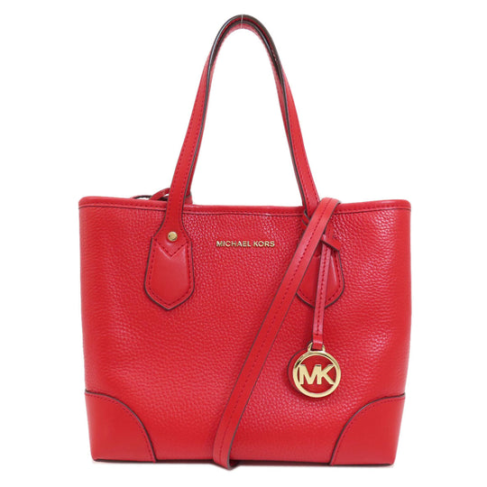 MICHAEL KORS Tote Bag leather Red logoMetal 2WAY Women Used Authentic