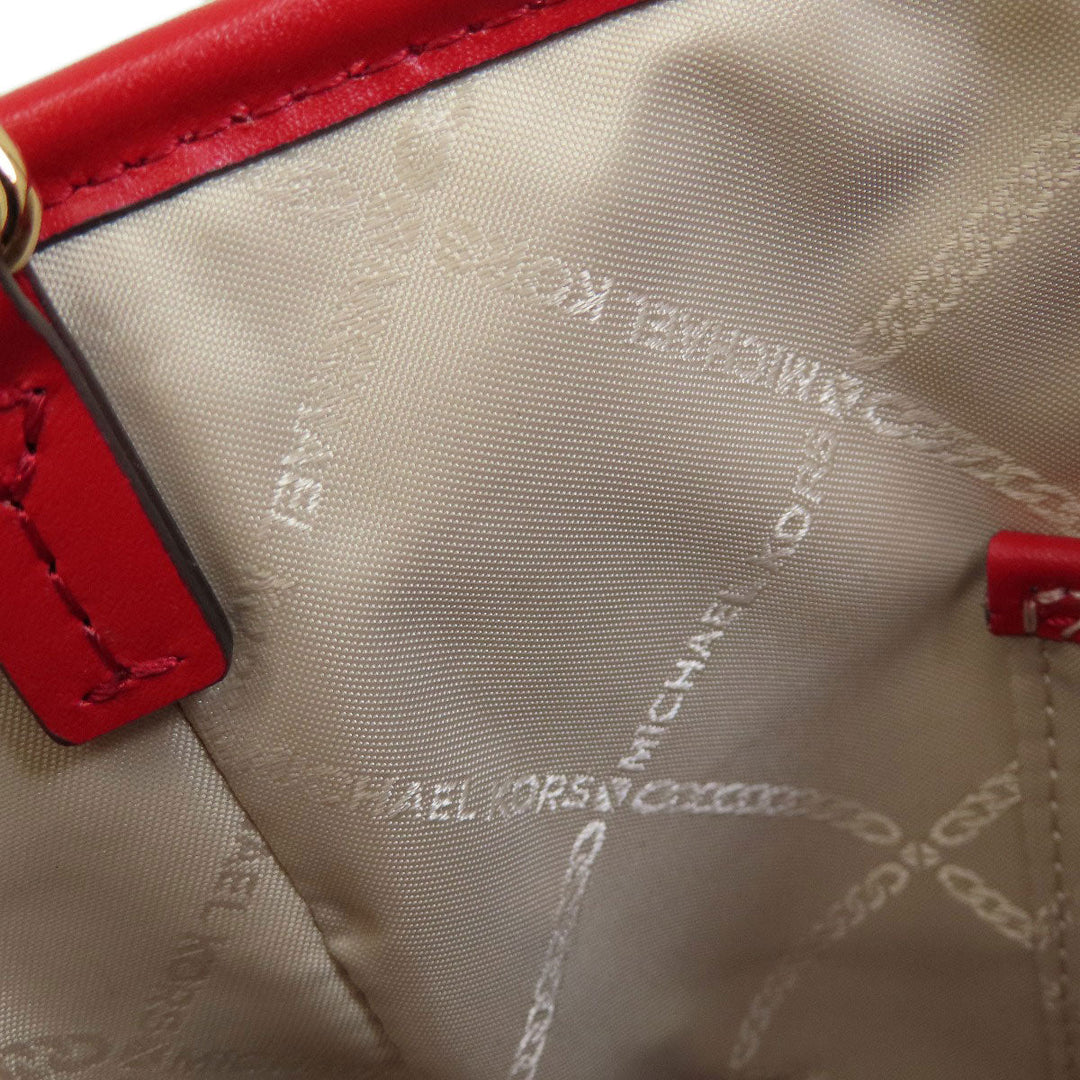 MICHAEL KORS Tote Bag leather Red logoMetal 2WAY Women Used Authentic