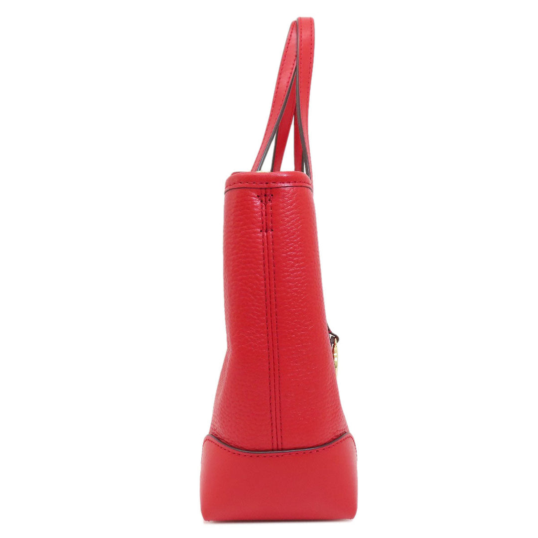 MICHAEL KORS Tote Bag leather Red logoMetal 2WAY Women Used Authentic