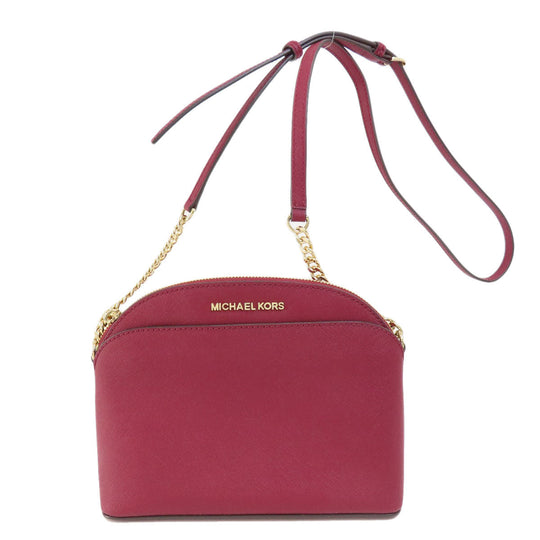 MICHAEL KORS Shoulder Bag leather Red logo Women Used Authentic