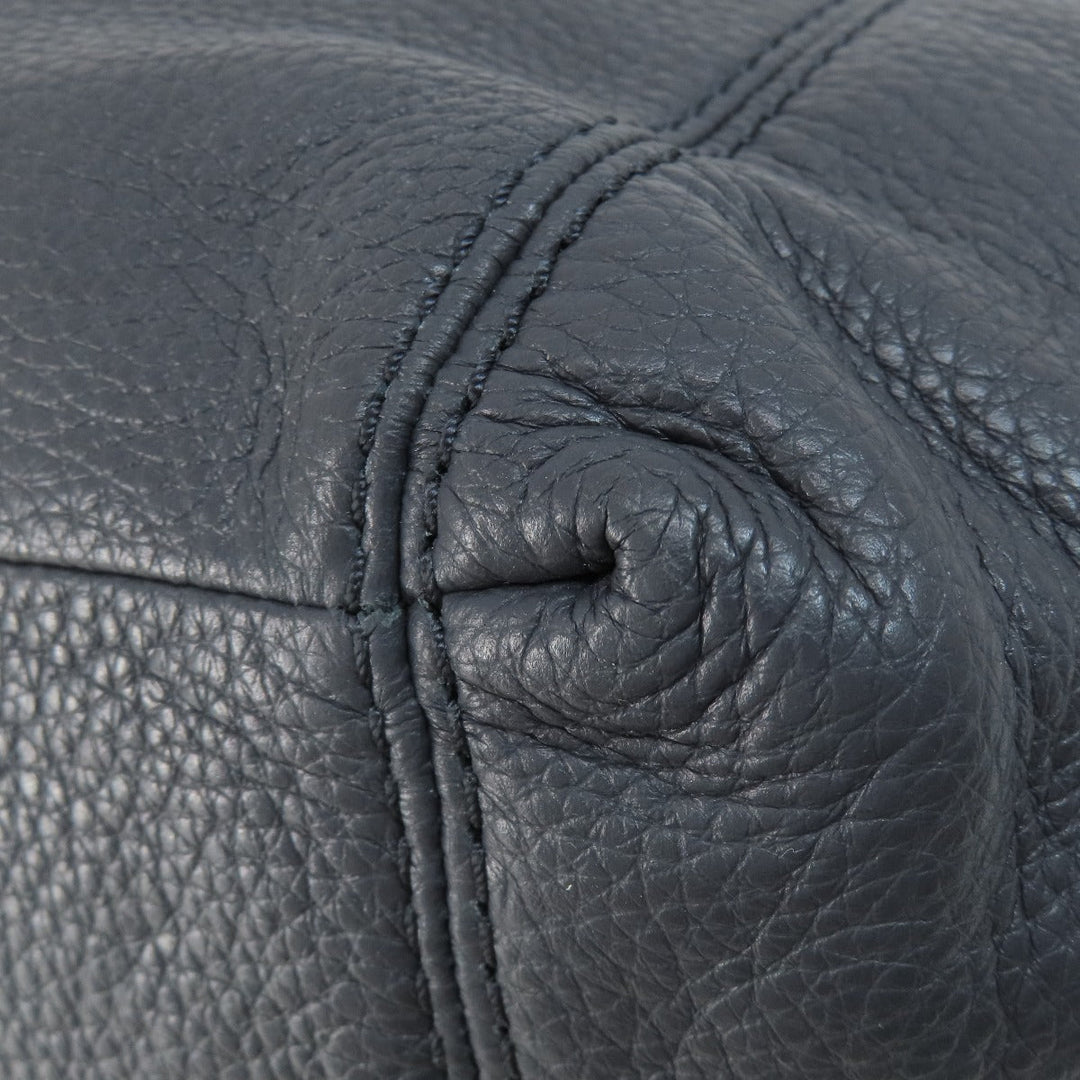 COACH Tote Bag F28997 leather Navy logo Women Used Authentic